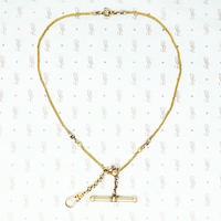 gold short antique chain with t bar and hook