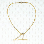 gold short antique chain with t bar and hook