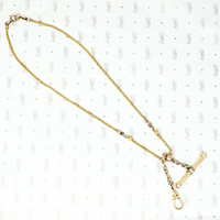 gold short antique chain with t bar and hook