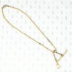 gold short antique chain with t bar and hook