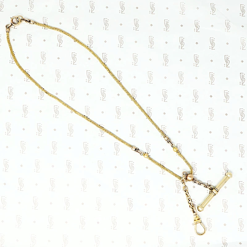 gold short antique chain with t bar and hook