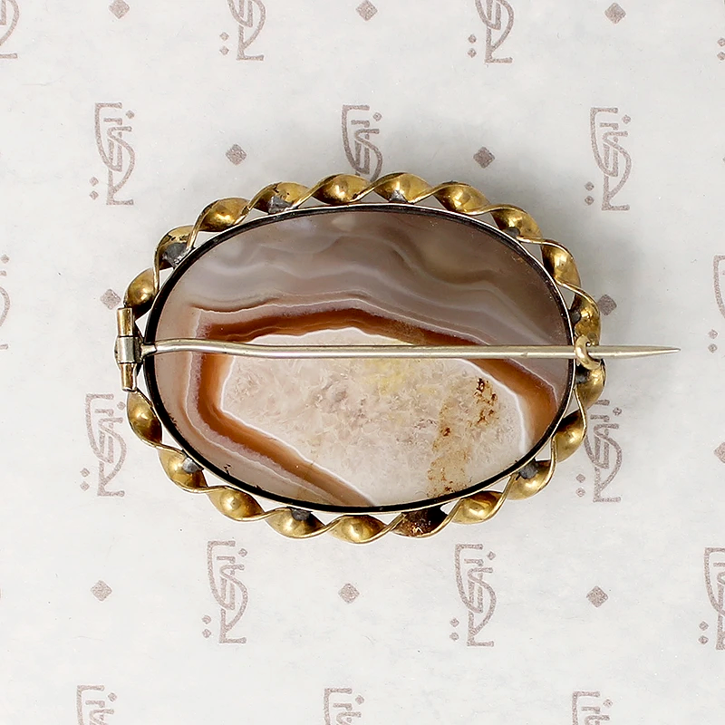 Elegant Autumnal Antique Agate Brooch