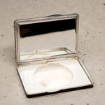 Chic French Art Deco Silver Enamel & Celluloid Compact