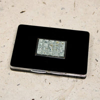 Chic French Art Deco Silver Enamel & Celluloid Compact