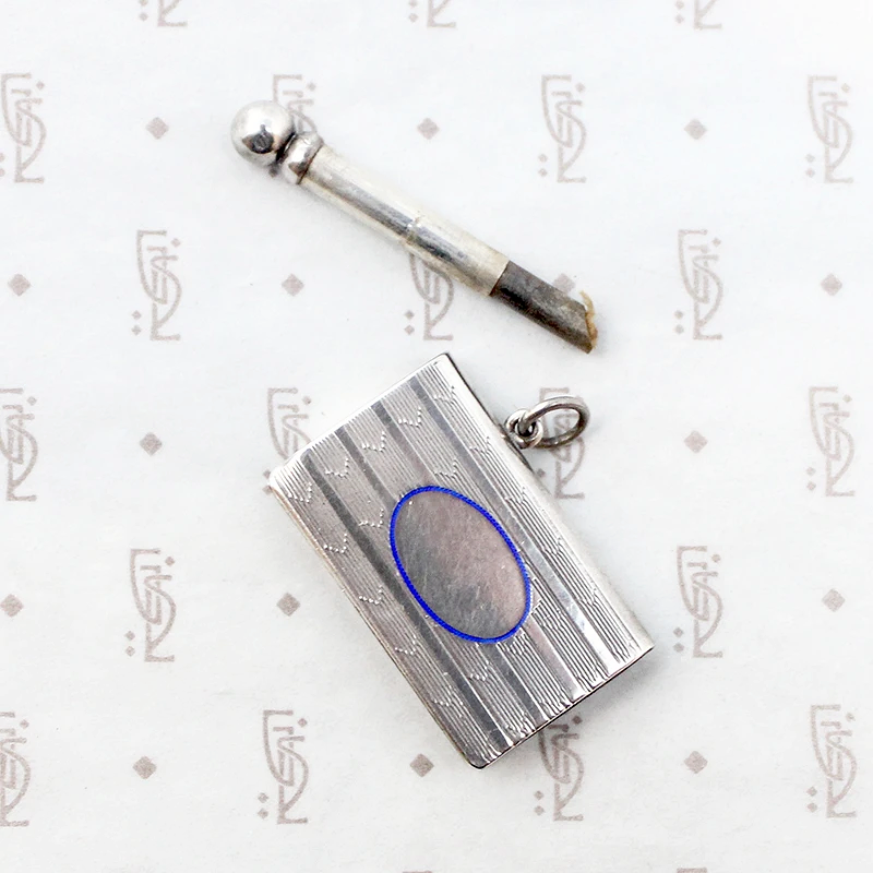 Edwardian Tinderbox Fob with Blue Enamel