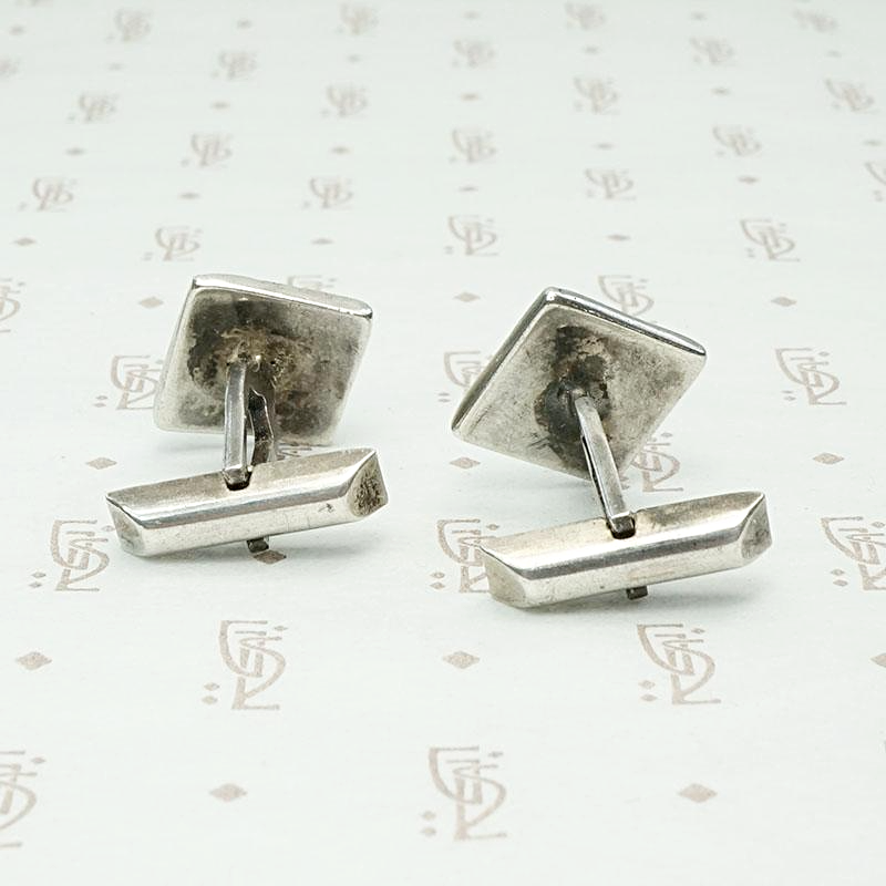 Geometric Turquoise Inlay Silver Cufflinks