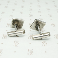Geometric Turquoise Inlay Silver Cufflinks