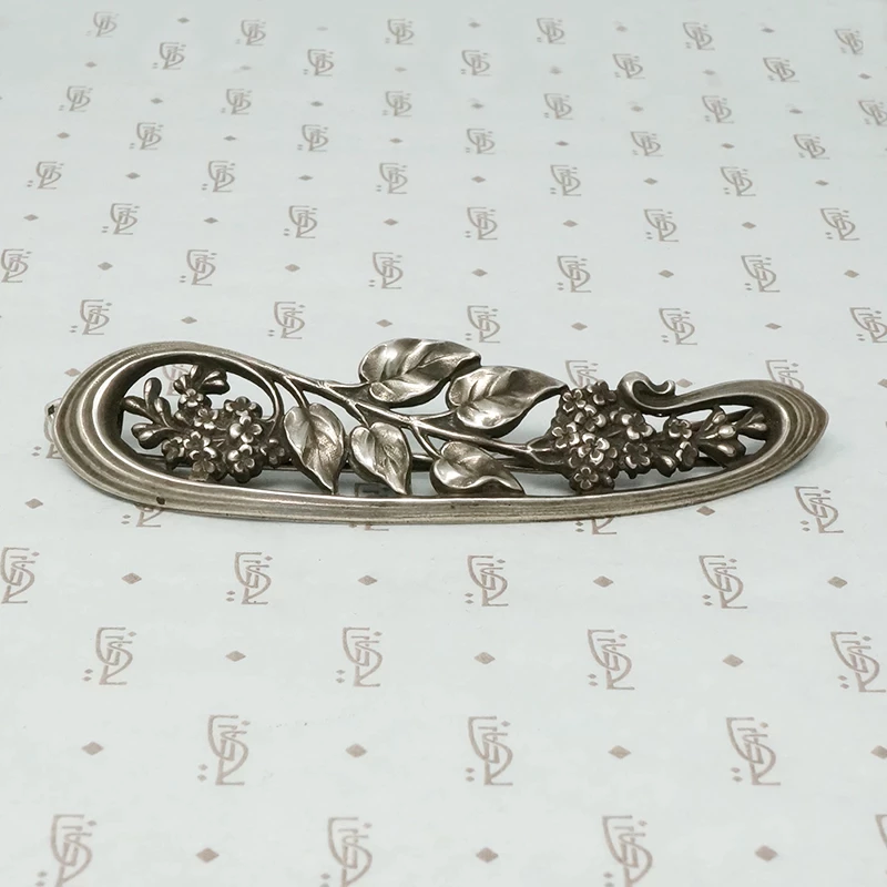 Large French Art Nouveau Silver Barrette