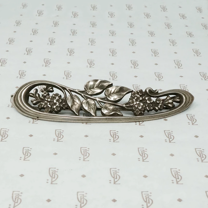 Large French Art Nouveau Silver Barrette
