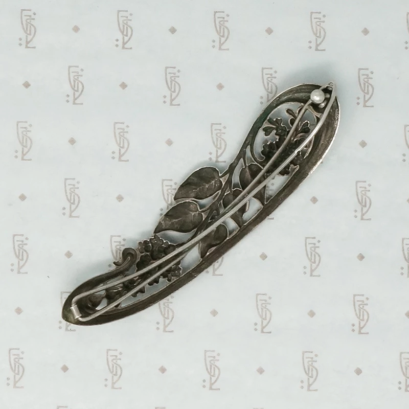 Large French Art Nouveau Silver Barrette