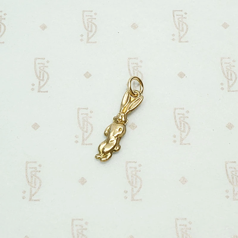 Whimsical English Gold Rabbit Charm