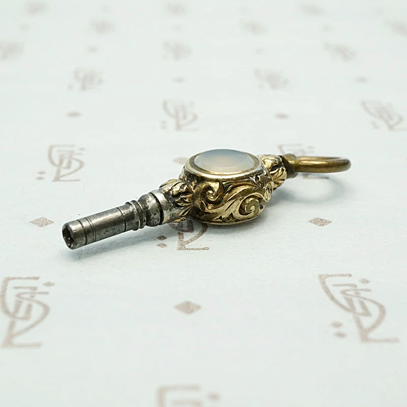 Amethyst & Chalcedony Gold Sheeted Watch Key