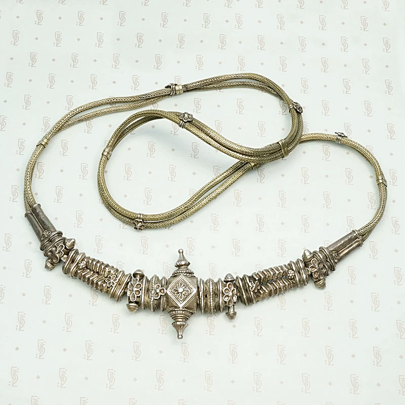 Antique Indian Woven Silver Belt