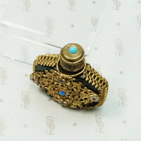 Ornate Czech Perfume Bottle Brass & Glass
