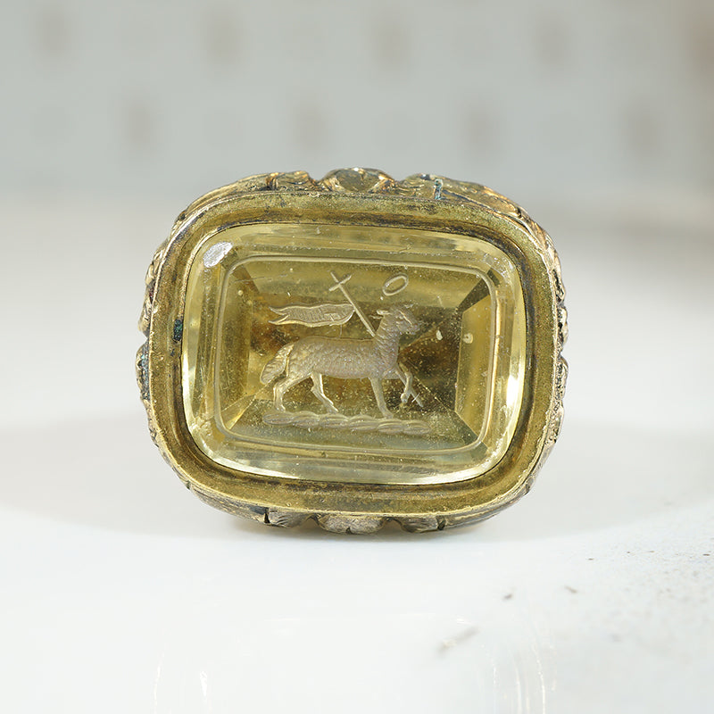 Mid 1800's Citrine Fob Seal Lamb of God