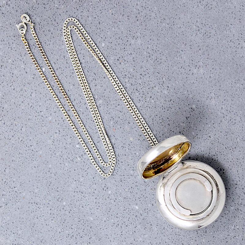 Engraved "BLT" Monogram Silver Compartment Pendant