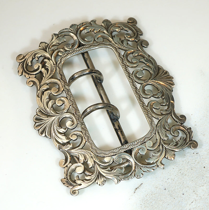Hand Engraved Sterling Acanthus Leaf Buckle
