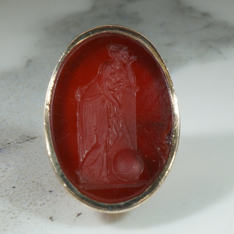 Woman with Rod & Orb Carnelian Intaglio Fob