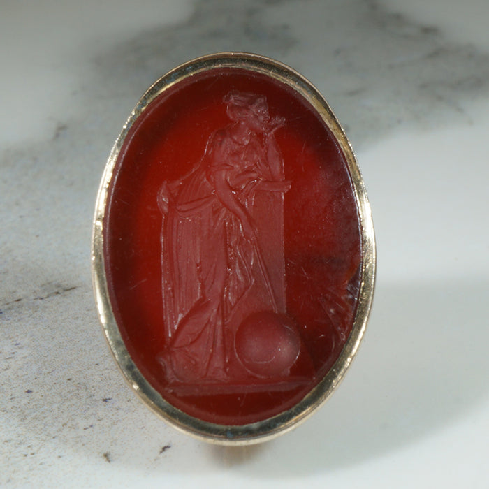 Woman with Rod & Orb Carnelian Intaglio Fob