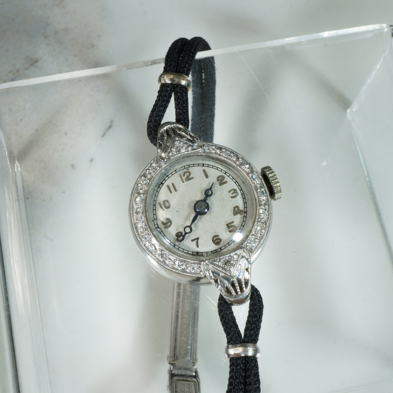 Ladies' Diamond & Platinum Watch with Deco Detail