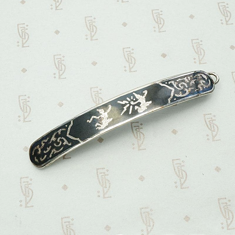 Siam Silver Barrette with Engraved Dancers