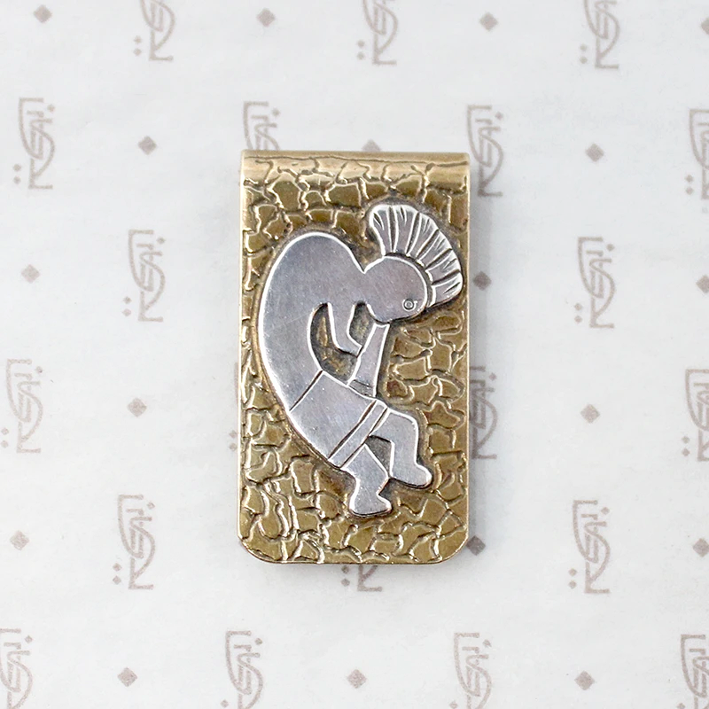 Brass & Silver Vintage Kokopelli Money Clip