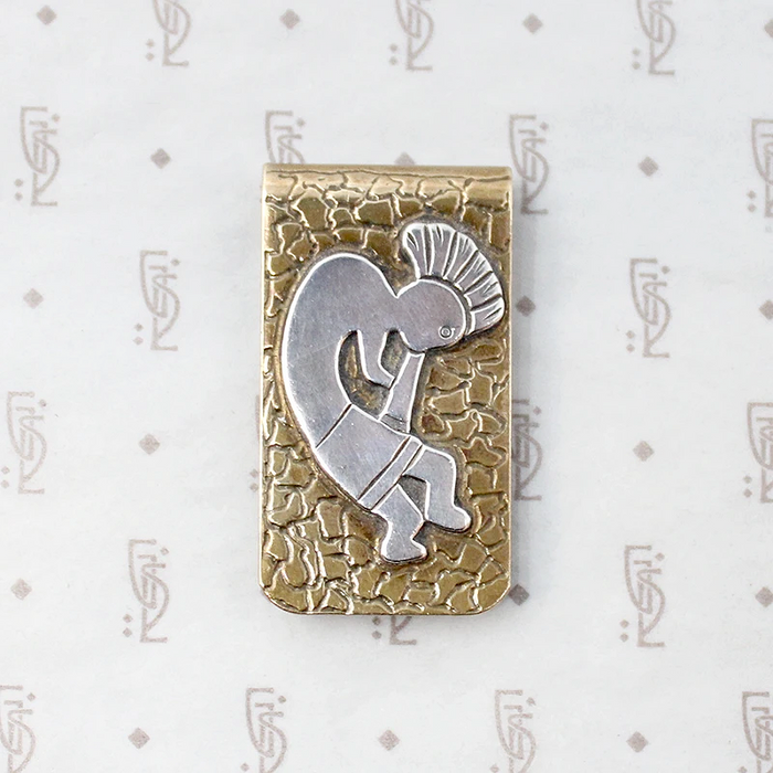 Brass & Silver Vintage Kokopelli Money Clip