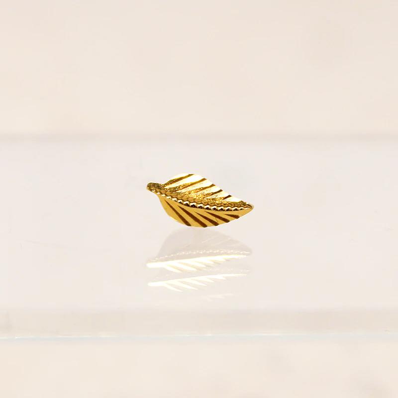 Tiny Gold Leaf Single Stud Earring