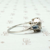 Filigree Deco Diamond Ring with Sapphire Accents 