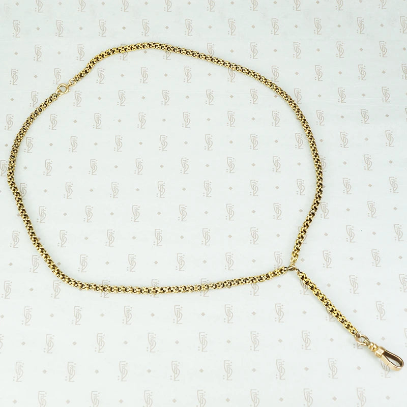 14k yellow gold antique chain with drop hook