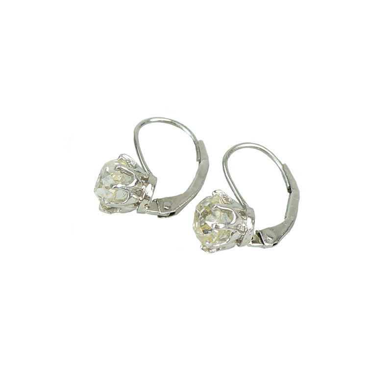 pale yellow omc platinum lever back drop earrings 2.28 tcw side view