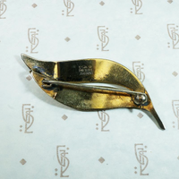 Delicate Yellow Guilloché Enamel Leaf Brooch by Holmsen