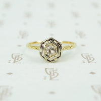 1920's yellow gold filigree diamond ring