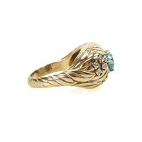 Vintage Naturalistic Diamond and a Sparkling Natural Blue Zircon Ring