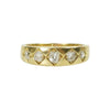 Wide Vintage Yellow Gold Cushion Cut Diamond Band