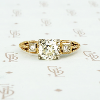 1940's yellow gold 1.27 yellow diamond engagement ring