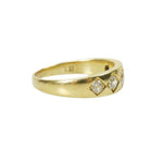 Wide Vintage Yellow Gold Cushion Cut Diamond Band