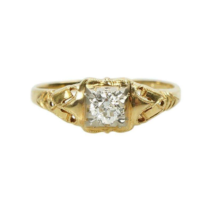 Vintage Yellow Gold Diamond Set Engagement Ring