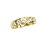 Wide Vintage Yellow Gold Cushion Cut Diamond Band
