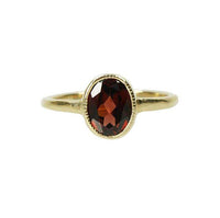 Deep Red Garnet Ring in Recycled Yellow Gold