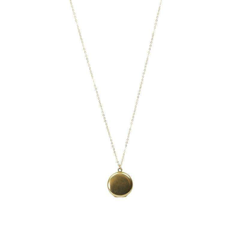 Vintage Gold Filled Round Locket on a long chain