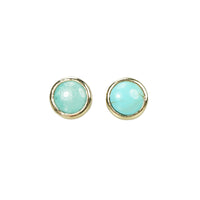 Recycled Yellow Gold and Blue Turquoise Studs - Gem Set Love