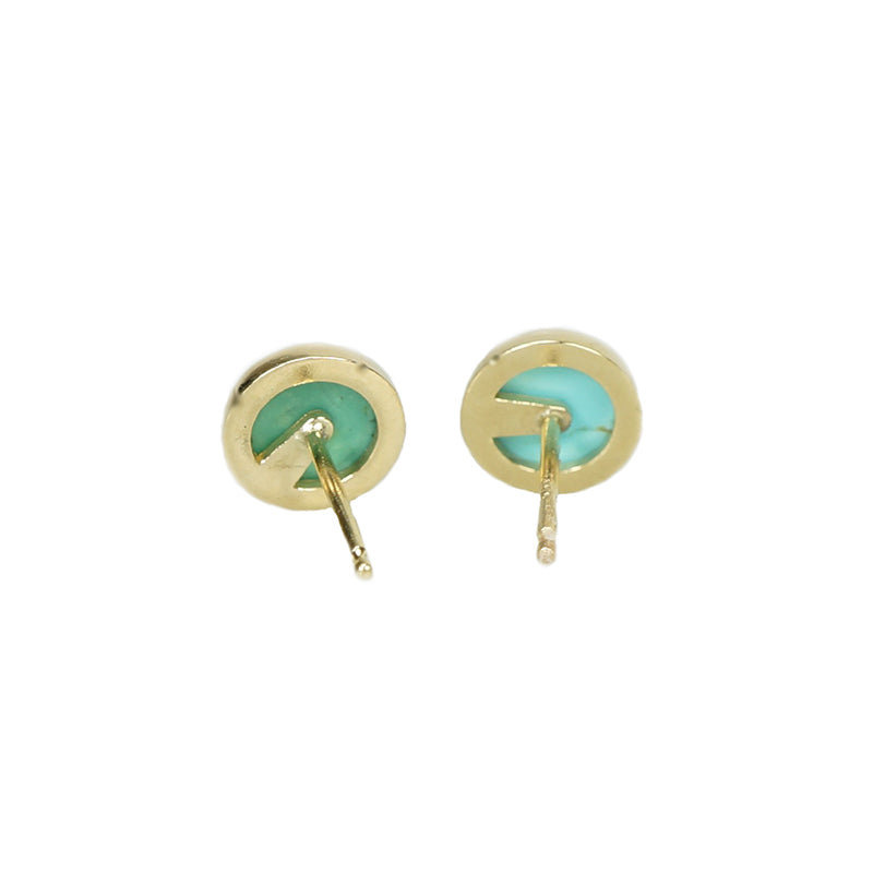 Recycled Yellow Gold and Blue Turquoise Studs - Gem Set Love