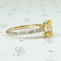 Cushion Cut Yellow Sapphire and Diamond Ring