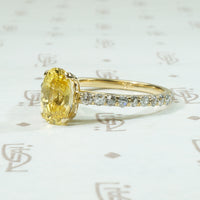Cushion Cut Yellow Sapphire and Diamond Ring