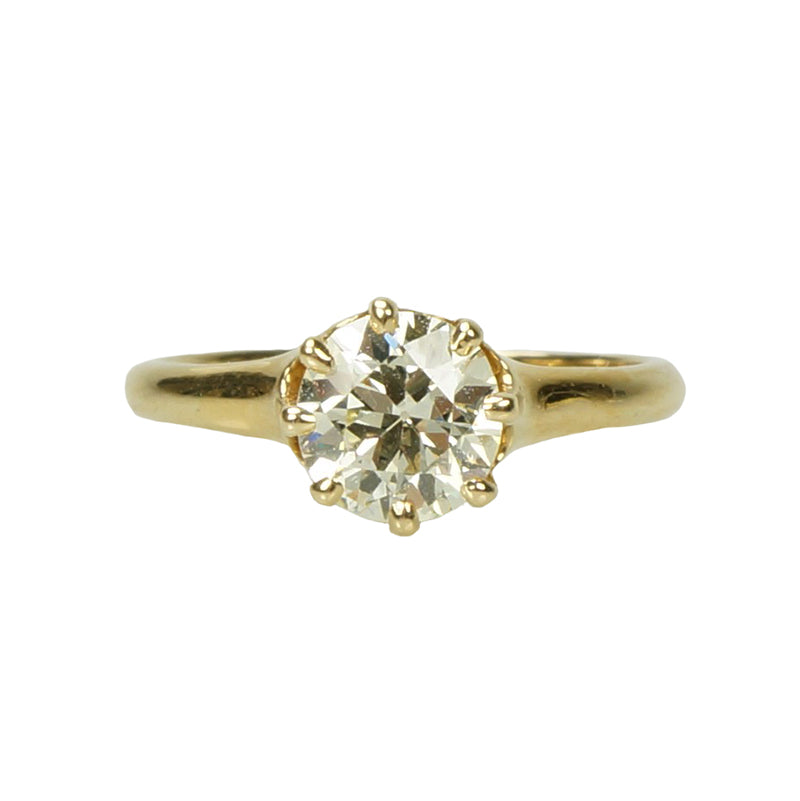 Fancy Light Yellow Old Euro Diamond Engagement Ring