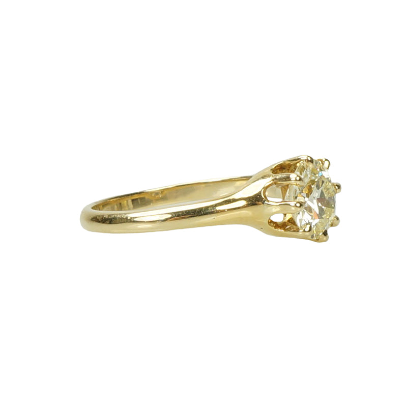 Fancy Light Yellow Old Euro Diamond Engagement Ring