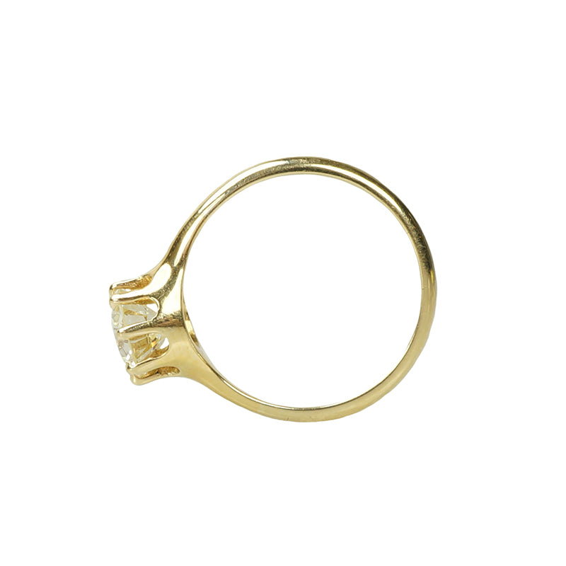 Fancy Light Yellow Old Euro Diamond Engagement Ring