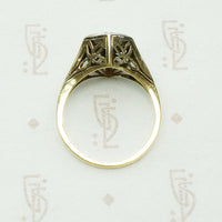 Yellow Gold Filigree Diamond Ring c1920