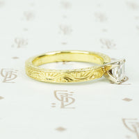 Vintage 18k Yellow Gold Emerald Cut Diamond Ring